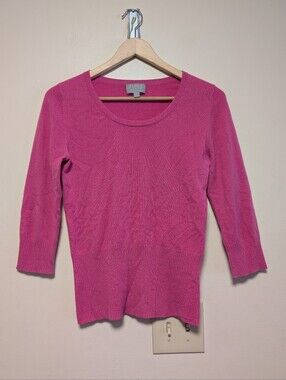 Pure Collection 100% Cashmere Scoop Neck Sweater Hot Pink 4